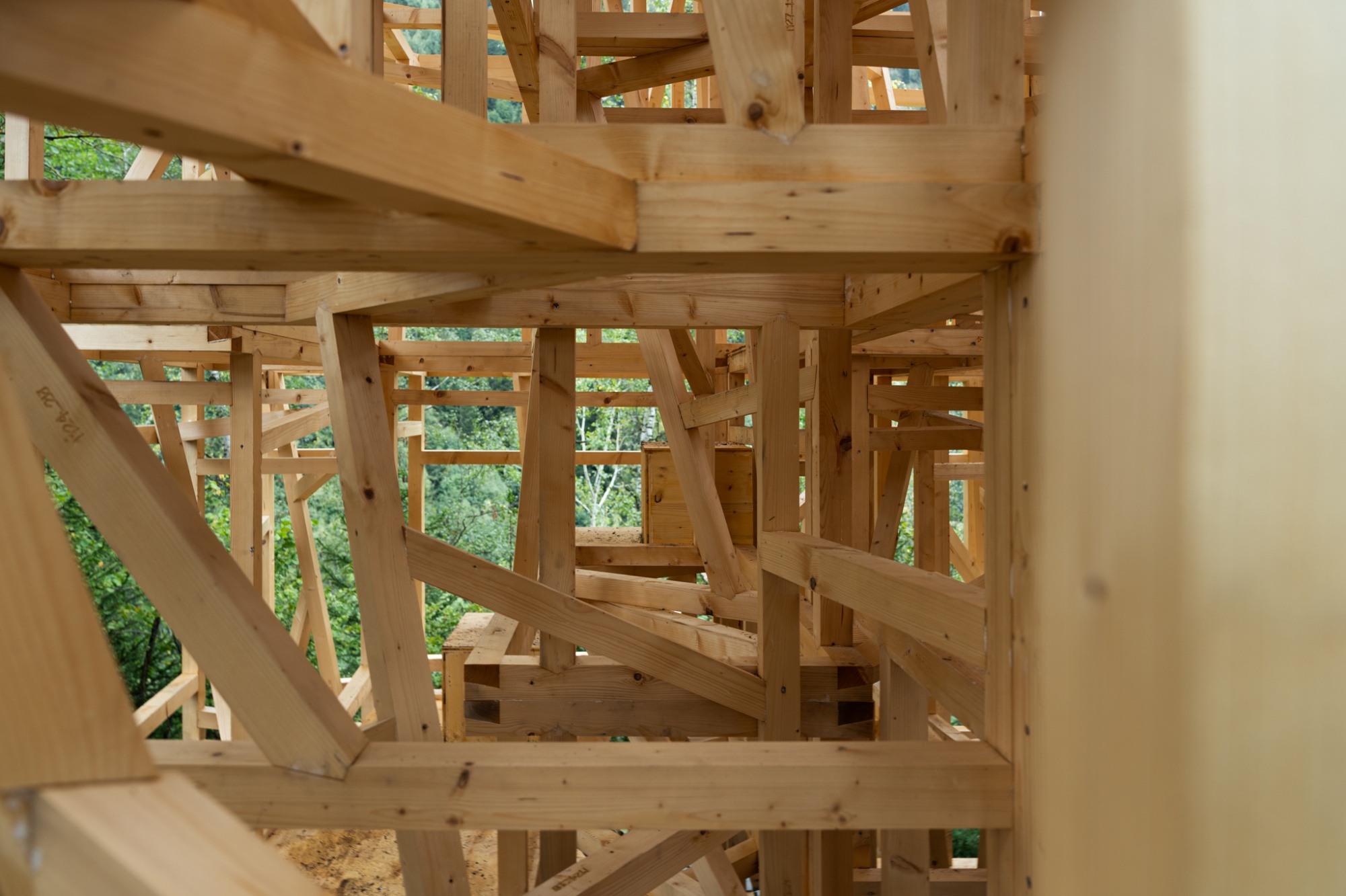 complex beams assembling the interiors of caschlatsch